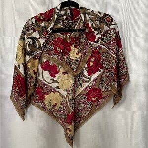 Floral Burgundy Gold Square Scarf 2 pairs earrings gift set Mother’s Day Easter